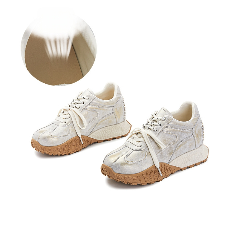 Μινγκλιου dad sneakers με ανύψωση 6 εκ, επάνω μέρος από συνθετικό δέρμα, κορδόνια μπροστά, σόλα από καουτσούκ, για γυναίκες