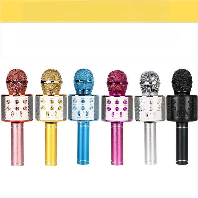 Всичко-в-едно Karaoke микрофон говорител със Bluetooth 5.3, честотен диапазон 20Hz-20kHz, SNR ≥70dB, вградена батерия 500–800 mAh, 3W