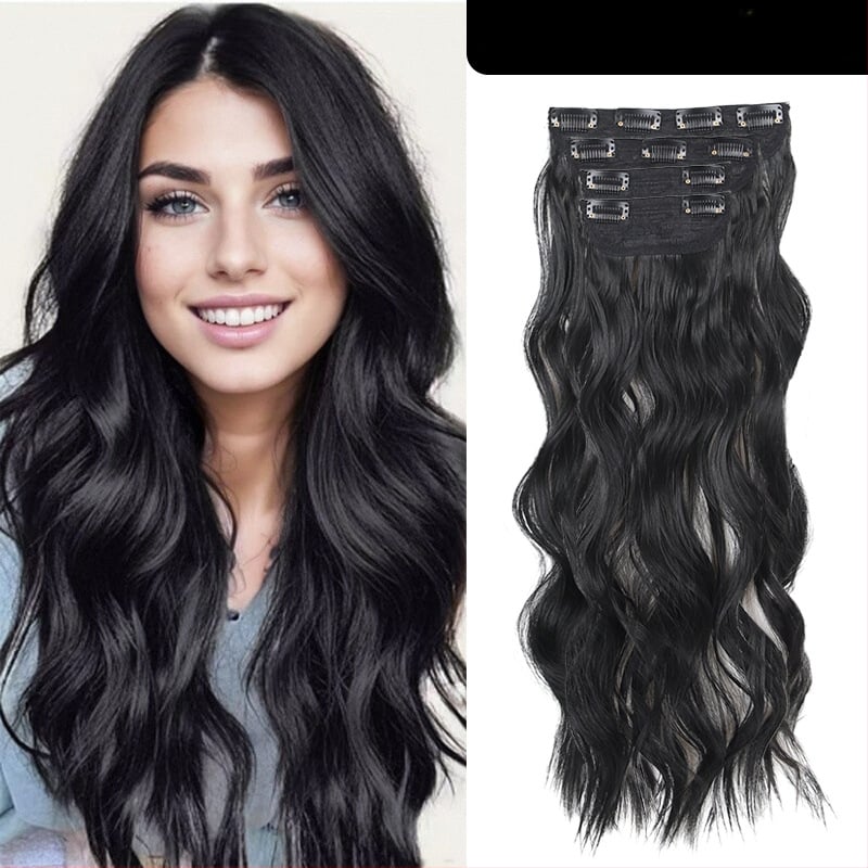 Kučeravé vlasy - štvordielny set, clip-in extenzie, vlákna tepelne odolné hodvábne