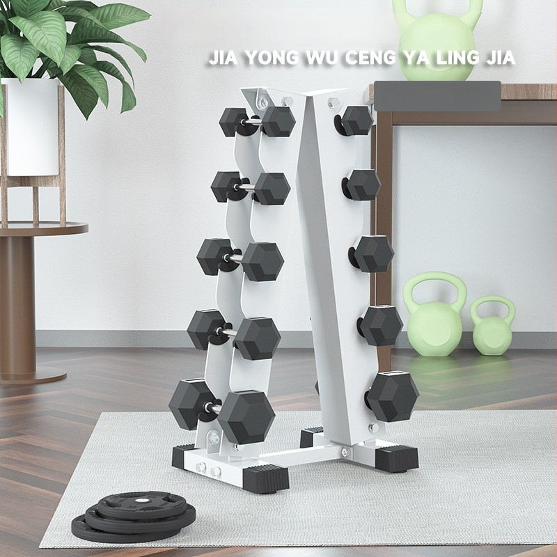 Päťúrovňový stojan na činky — liatinová konštrukcia, zosilnené železné dosky, šesťuholníkový elektrolyzovaný dizajn, Convis