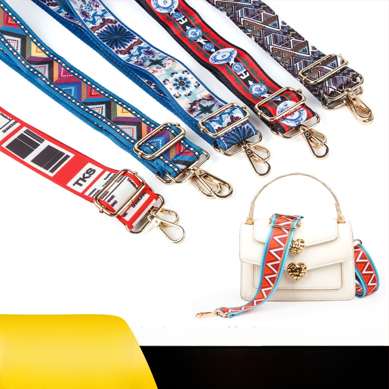 Nastaviteľný ramenný popruh na tašku z nylonu s geometrickým vzorom, odolný voči opotrebeniu, štýl mix-and-match