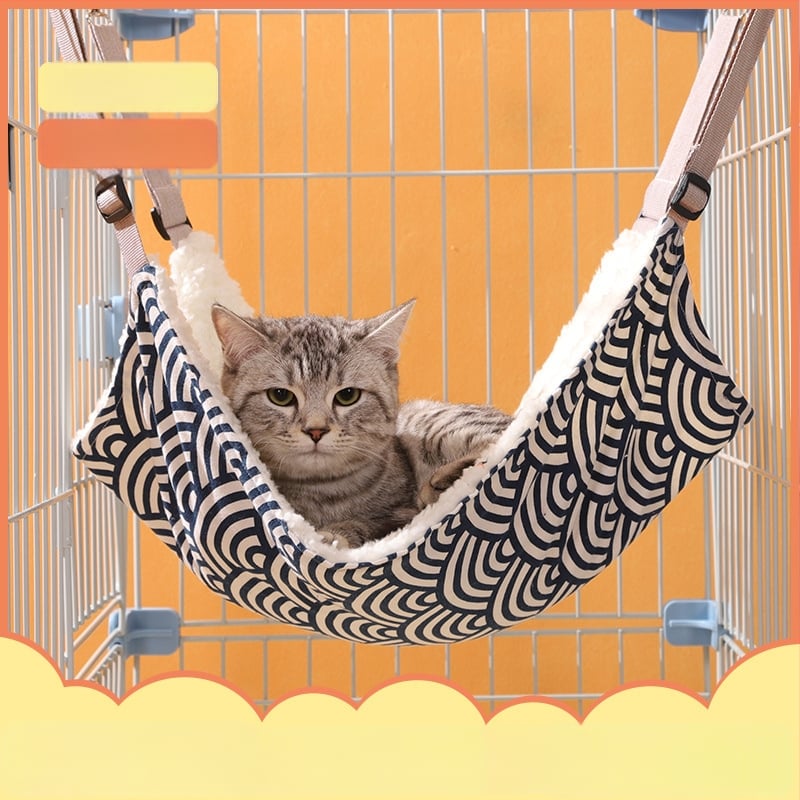 Lu Chong mačací hojdačkový pelech s fleecovou výstelkou, nastaviteľný, zavesiteľný