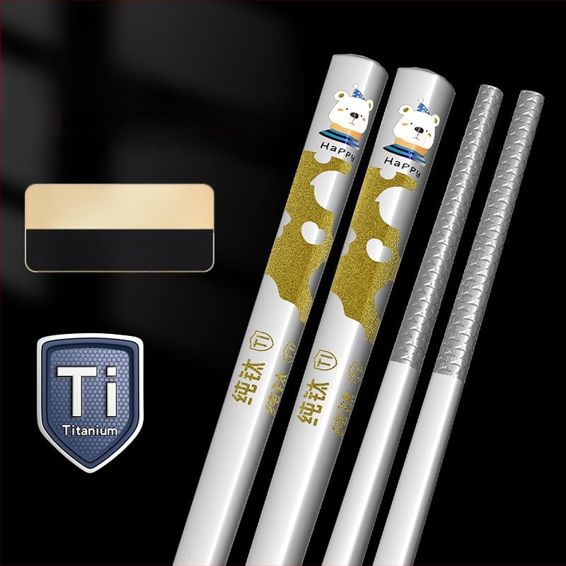 Pevné titánové paličky v krabičke, 5 párov, antibakteriálne a proti plesniam, potravinárske kvality, moderný minimalistický štýl