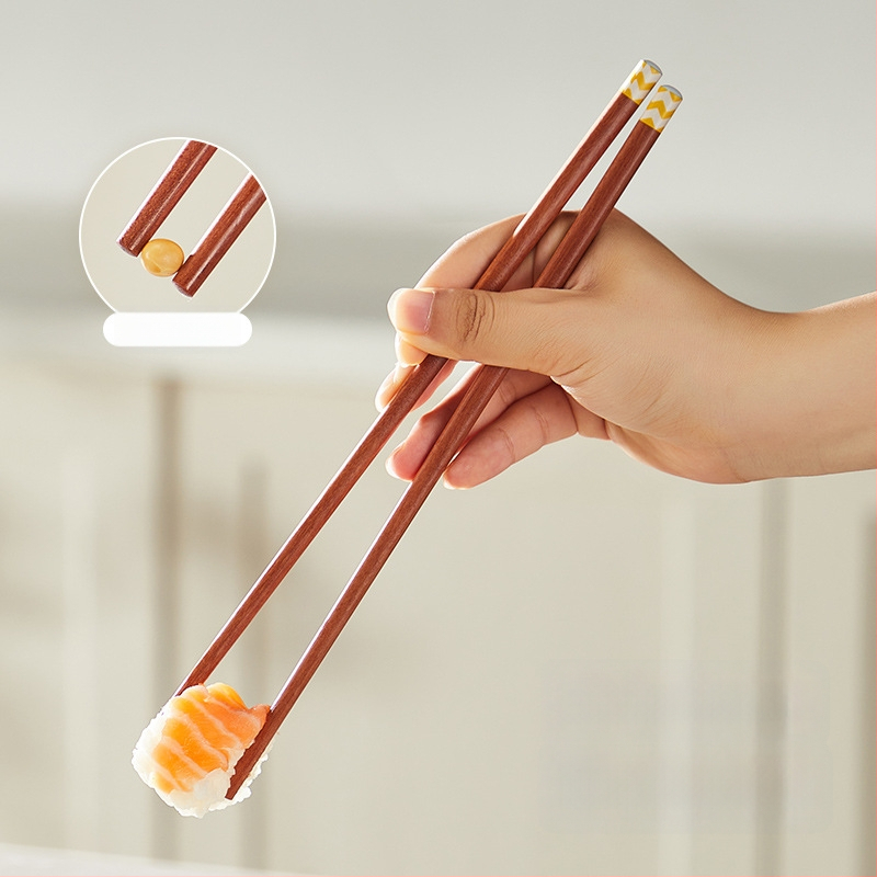 Paličky na jedlo z červenej santalovej dreva, moderný minimalistický štýl, 5 párov, ručne vyrobené, zrkadlový lesk