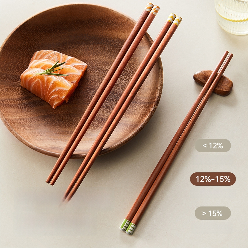 Paličky na jedlo z červenej santalovej dreva, moderný minimalistický štýl, 5 párov, ručne vyrobené, zrkadlový lesk