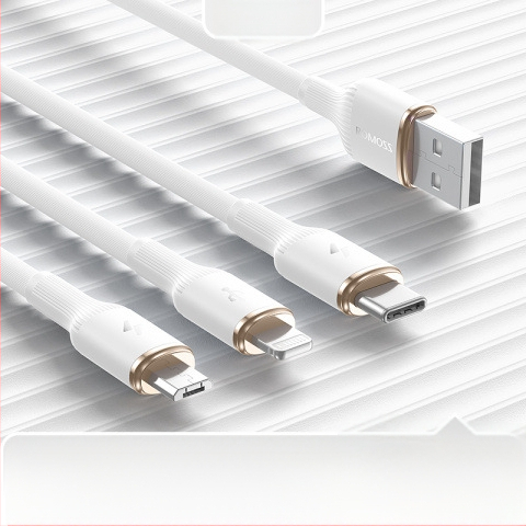 Romoss duomenų laidas Mini USB, ilgis 1–2 m, padalintuvas 1 į 3, pynėtas laidas, greitas įkrovimas iki 3,5 A