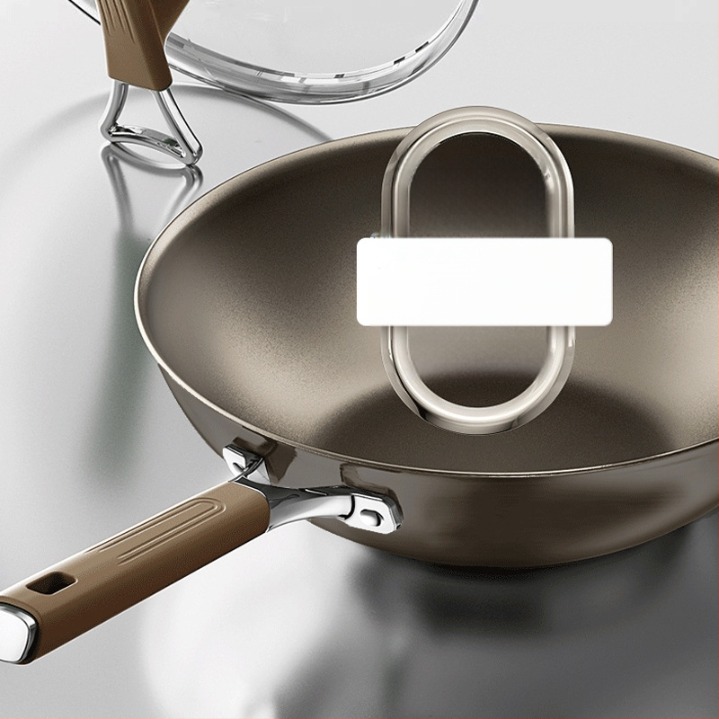 Dvojstranný titánový wok, titánový kryštál, nepriľnavý povrch, sklenené veko, univerzálne varenie