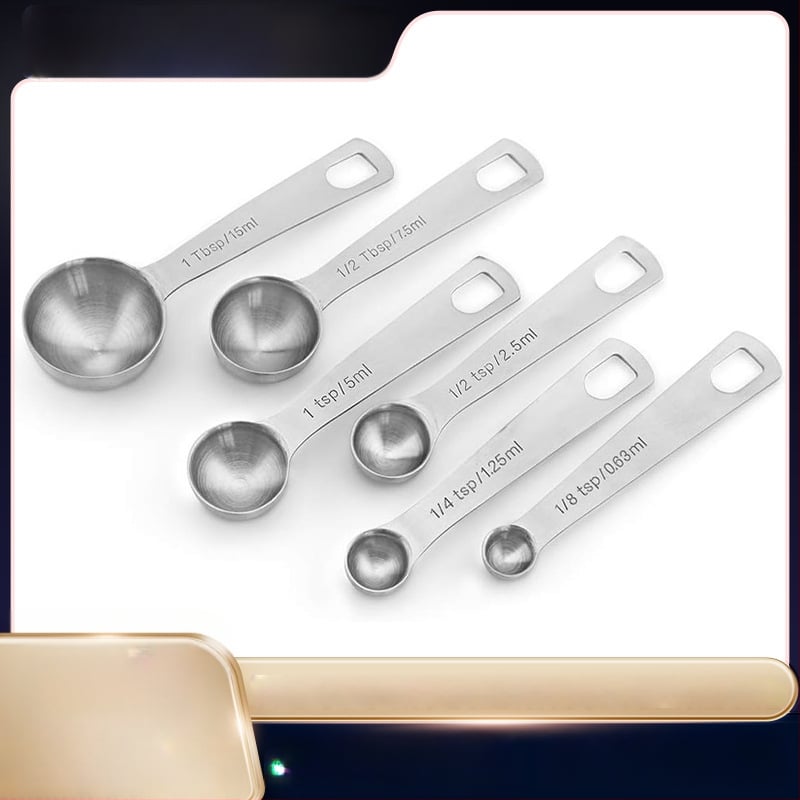 Six Giants 6-dielna súprava kruhových meracích lyžíc z 430 nerezovej ocele na pečenie