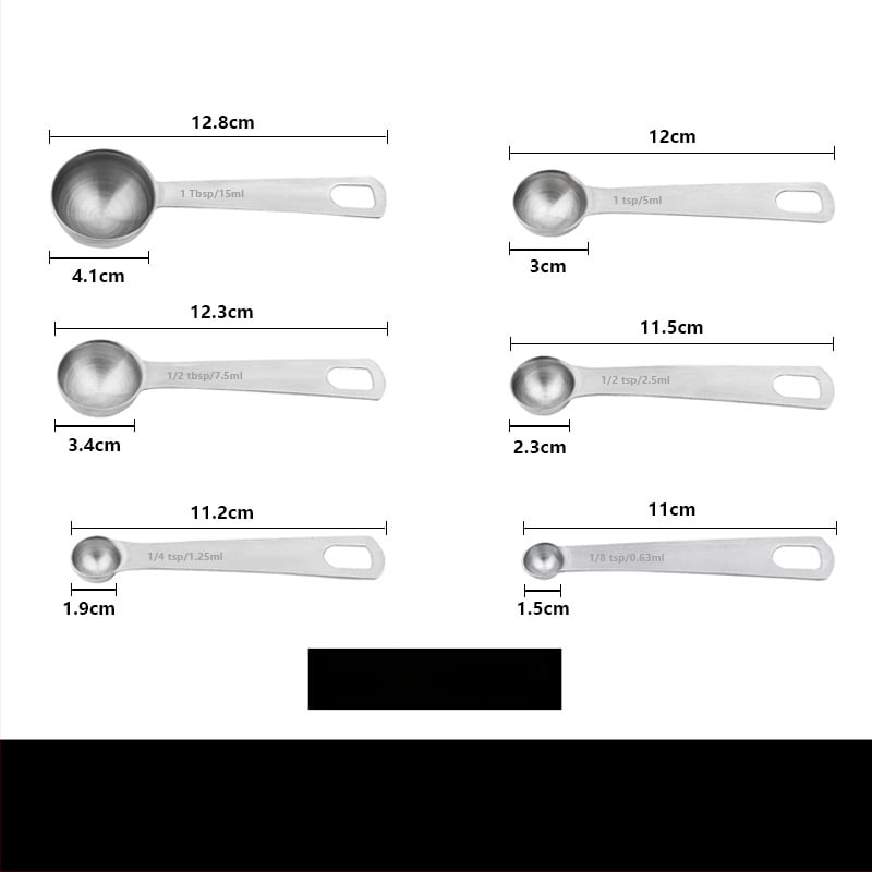 Six Giants 6-dielna súprava kruhových meracích lyžíc z 430 nerezovej ocele na pečenie