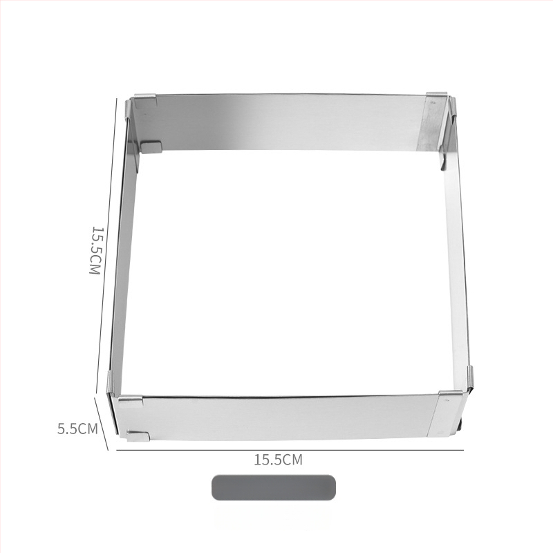 Štvorcový nerezový kruh na mousse, nastaviteľný teleskopický, forma na pečenie