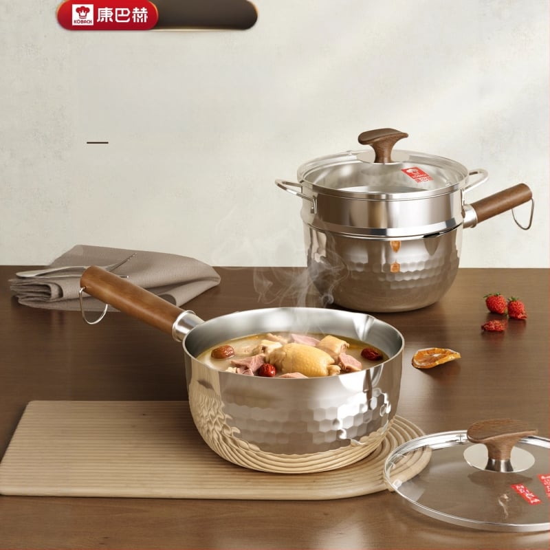 Hrniec na mlieko z 316L nehrdzavejúcej ocele, s nepriľnavým povrchom, skleneným pokrievkou, viacvrstvovým dnom, pre detskú výživu