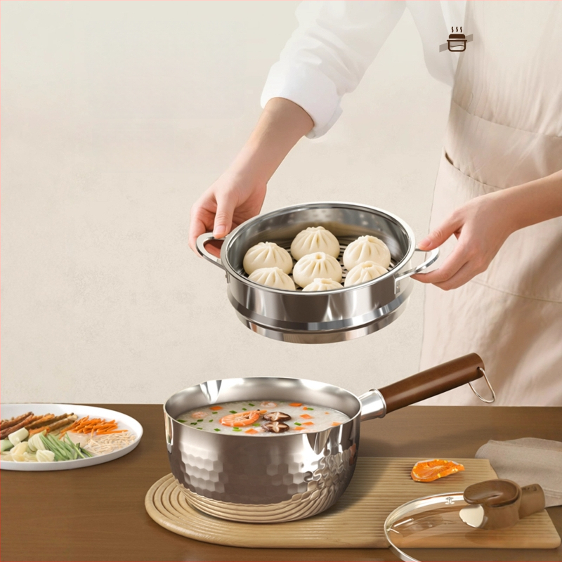 Hrniec na mlieko z 316L nehrdzavejúcej ocele, s nepriľnavým povrchom, skleneným pokrievkou, viacvrstvovým dnom, pre detskú výživu