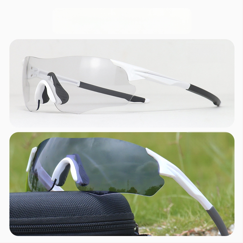 Cyklistické okuliare deň-noc, TR90, proti vetru, bez rámu, unisex, kompatibilné s dioptrickými sklami