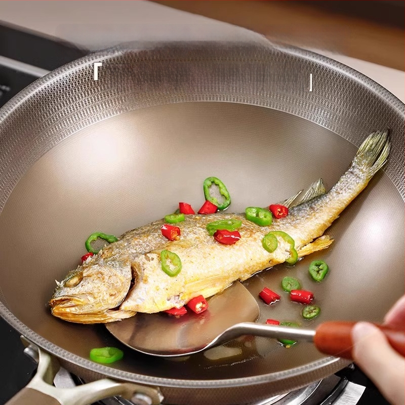 Nerezová oceľ wok s titanovým povlakom, nepriľnavé, sklenená pokrievka, jednovrstvový spodok, hĺbka 9 cm