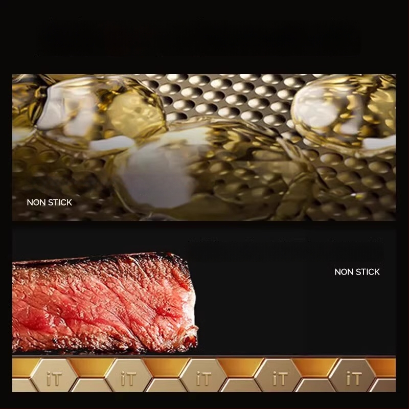 Nerezová oceľ wok s titanovým povlakom, nepriľnavé, sklenená pokrievka, jednovrstvový spodok, hĺbka 9 cm