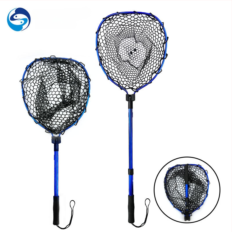 Skladacia teleskopická rybárska sieť s hliníkovou zliatinou a gumovou sieťou