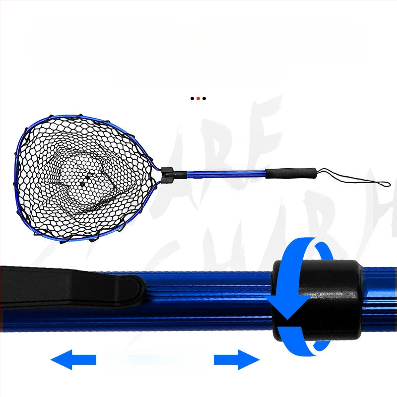 Skladacia teleskopická rybárska sieť s hliníkovou zliatinou a gumovou sieťou