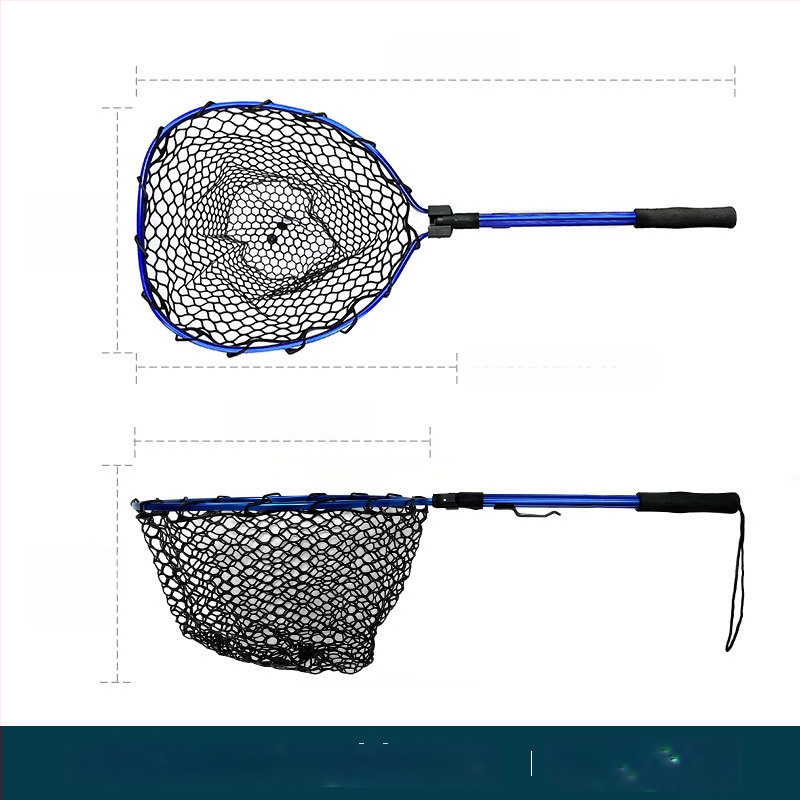 Skladacia teleskopická rybárska sieť s hliníkovou zliatinou a gumovou sieťou