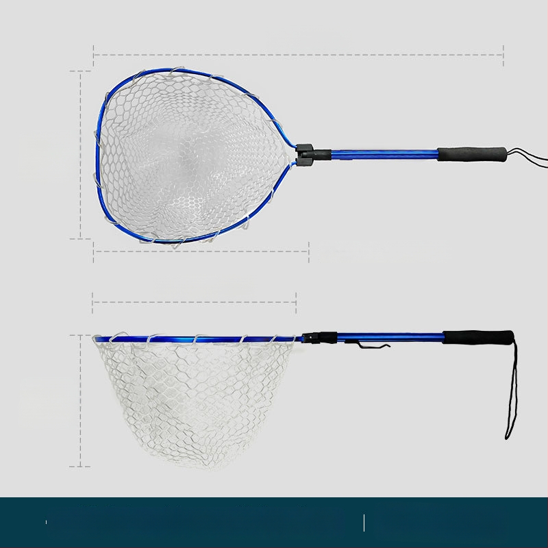 Skladacia teleskopická rybárska sieť s hliníkovou zliatinou a gumovou sieťou