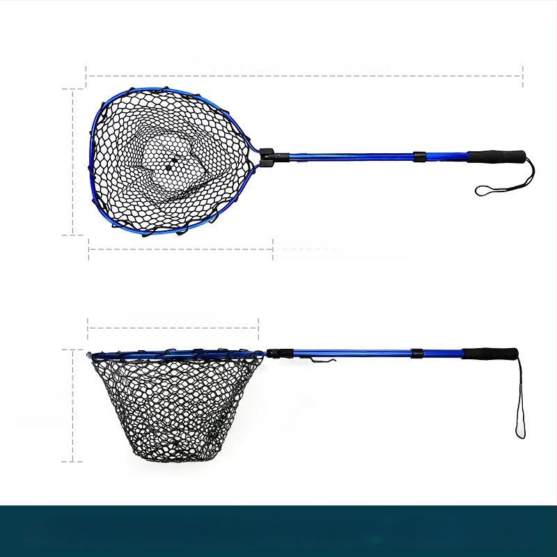 Skladacia teleskopická rybárska sieť s hliníkovou zliatinou a gumovou sieťou