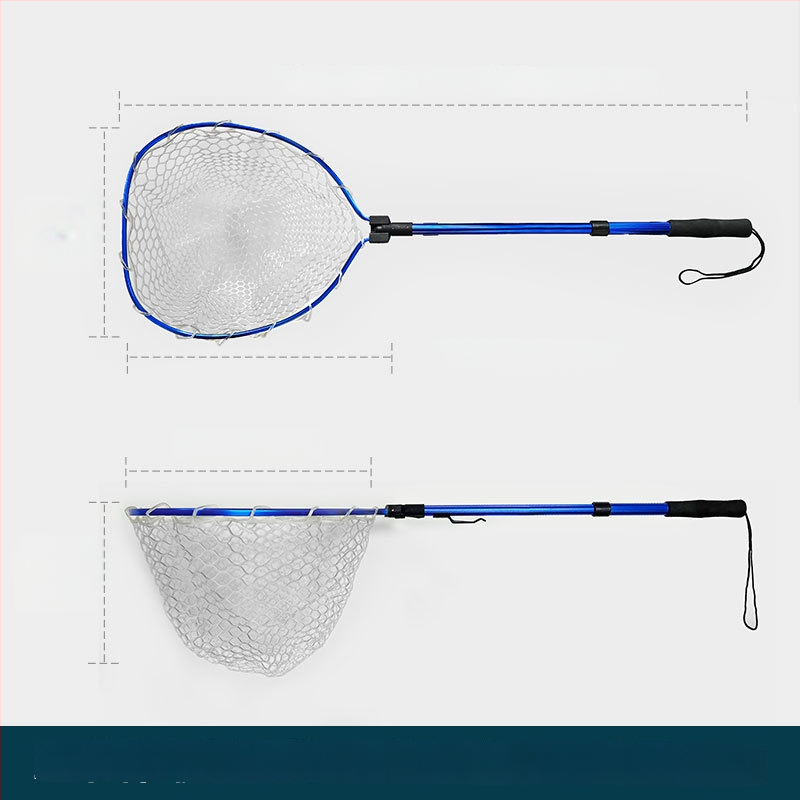 Skladacia teleskopická rybárska sieť s hliníkovou zliatinou a gumovou sieťou