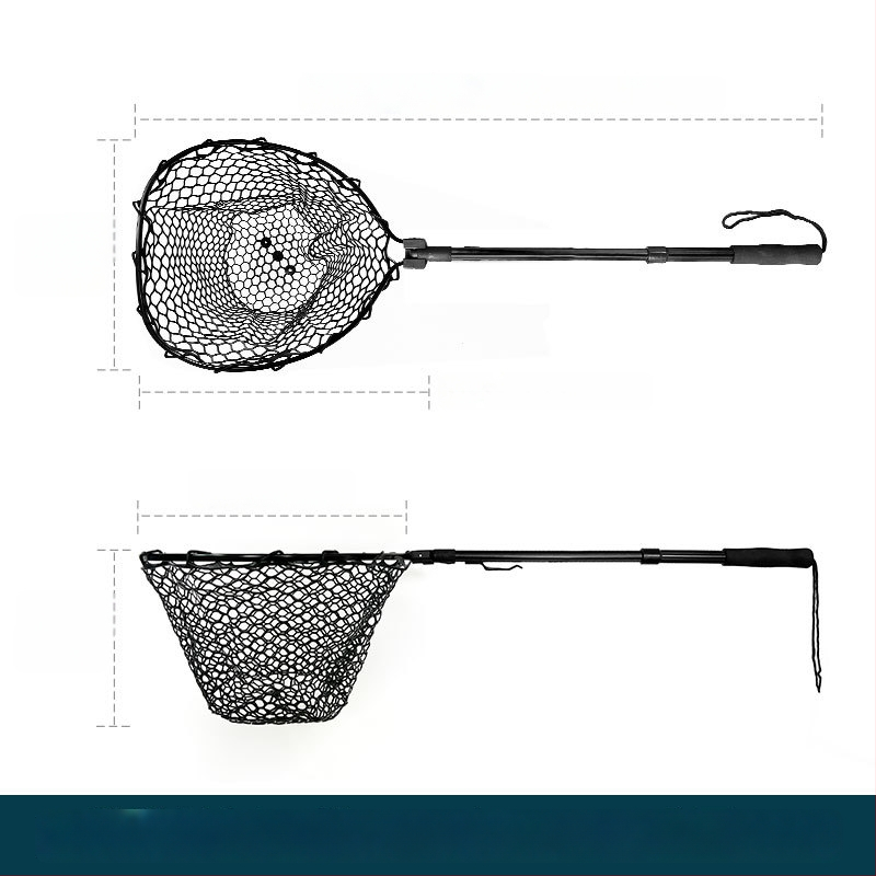 Skladacia teleskopická rybárska sieť s hliníkovou zliatinou a gumovou sieťou