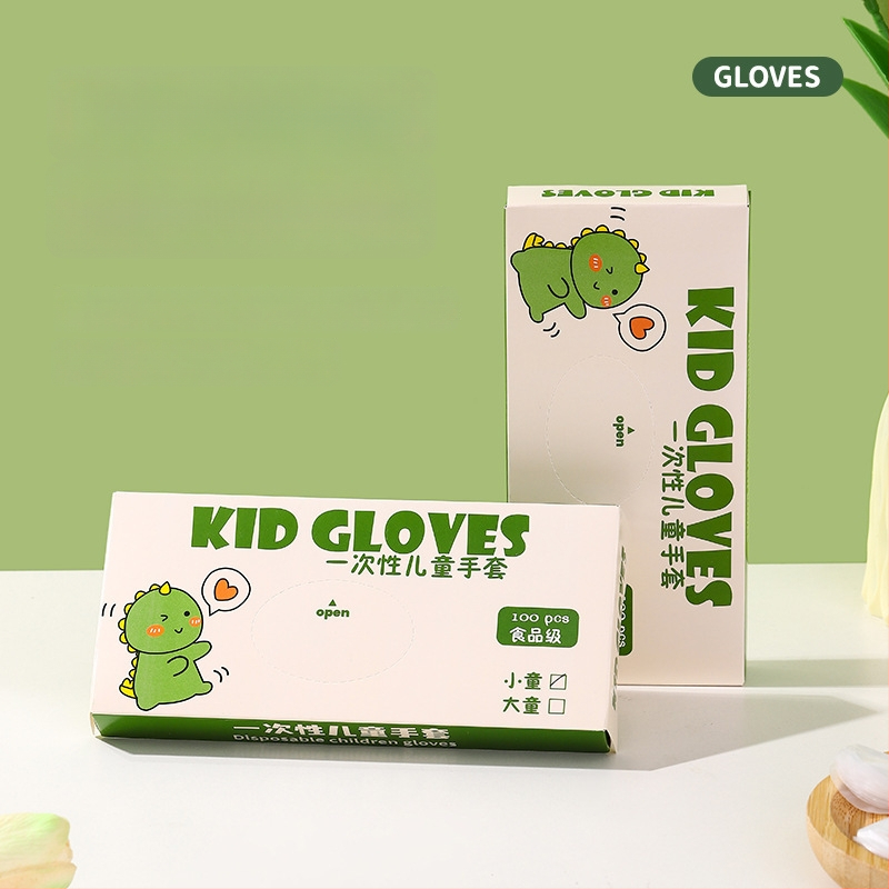 Detské jednorazové TPE rukavice, potravinovej kvality, hrubé, protišmykové, odolné voči olejom; plastový materiál, priehľadný vzor, hrúbka 1, prachotesná ochrana