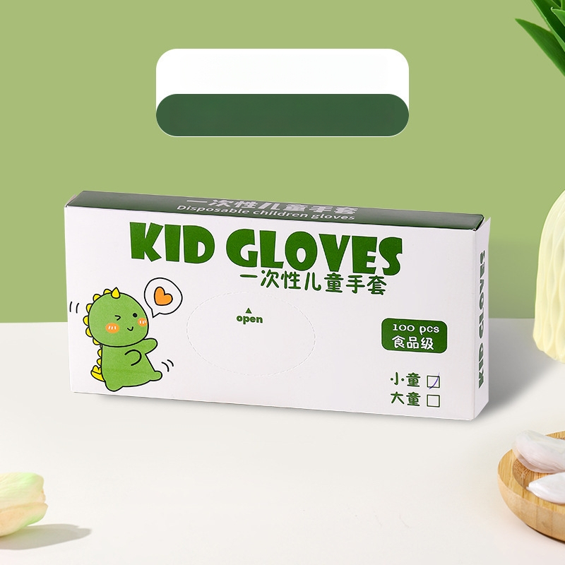 Detské jednorazové TPE rukavice, potravinovej kvality, hrubé, protišmykové, odolné voči olejom; plastový materiál, priehľadný vzor, hrúbka 1, prachotesná ochrana
