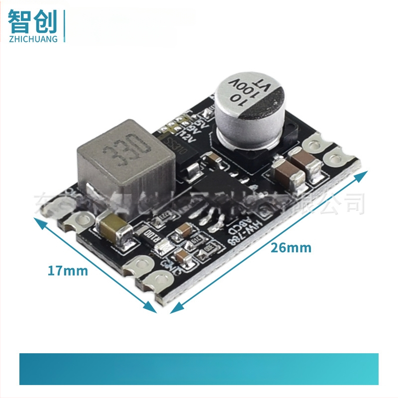 Modul de alimentare DC-DC cu conversie step-down, ieșiri duale 12V și 5V, 2A, intrare 6,3–50V, design compact
