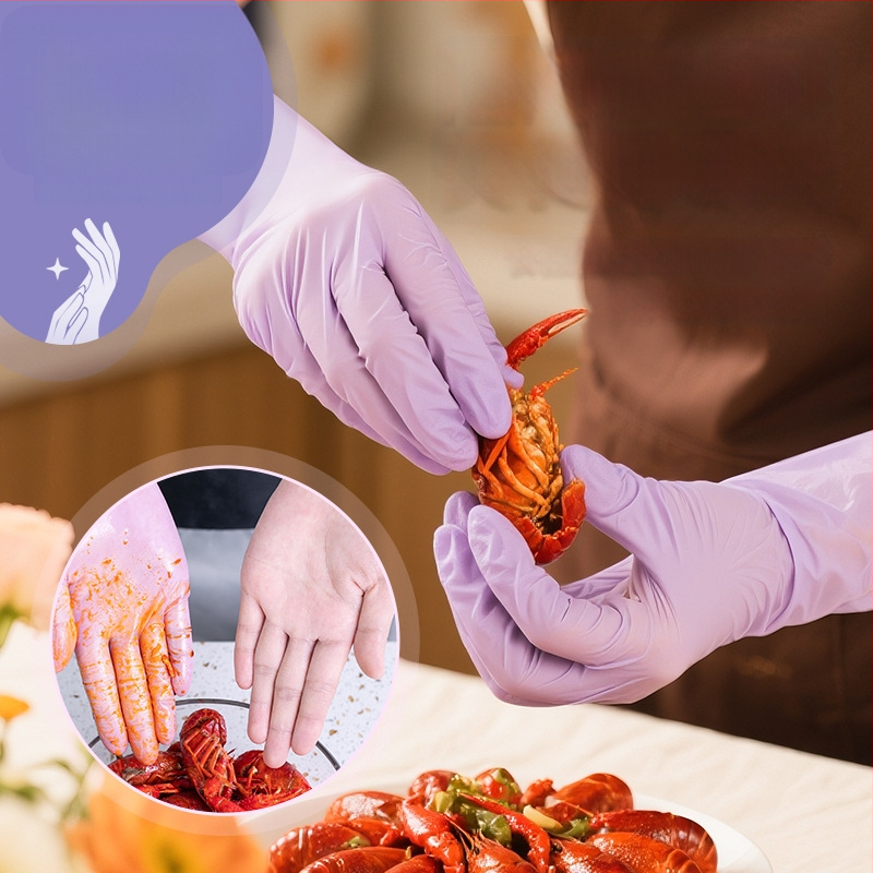 Xianzhi nitrilové jednorazové rukavice – odolné voči opotrebeniu, potravinárskej triedy, vodotesné; 50 g; na domáce upratovanie a spracovanie potravín