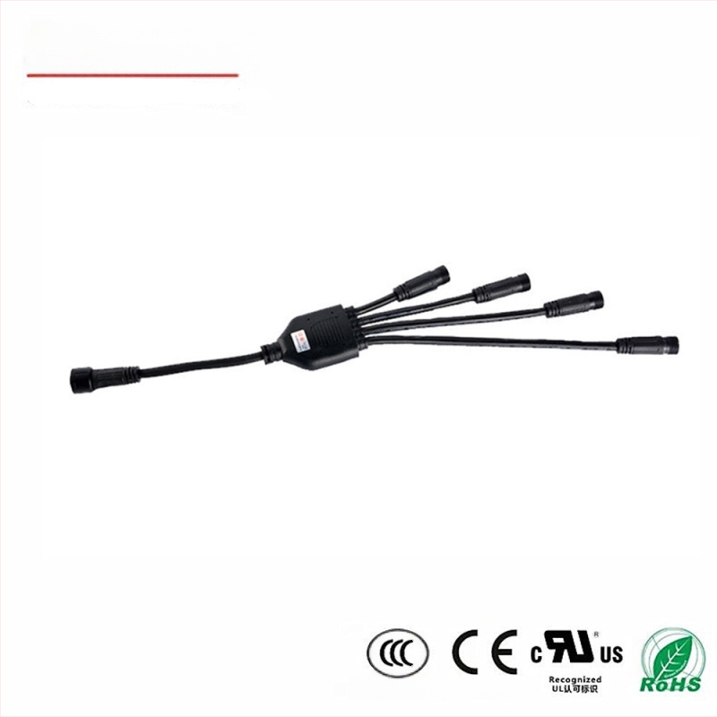 Y-tvarovaný vodotesný spojovací kábel, 3-jadrový, zlatom pokovené mosadzné kontakty, guľatý, AC/DC rozhranie