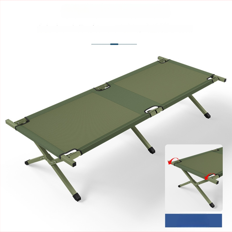 Prenosná skladacia kempingová posteľ s železným rámom a Oxford tkaninou, hmotnosť 6 kg, nosnosť 200 kg