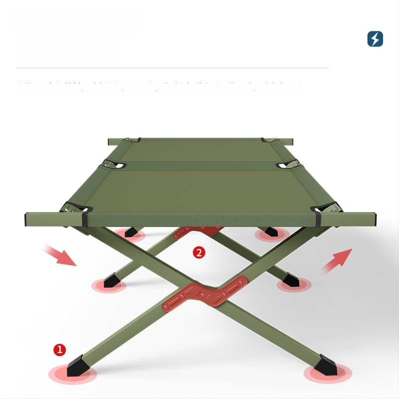 Prenosná skladacia kempingová posteľ s železným rámom a Oxford tkaninou, hmotnosť 6 kg, nosnosť 200 kg