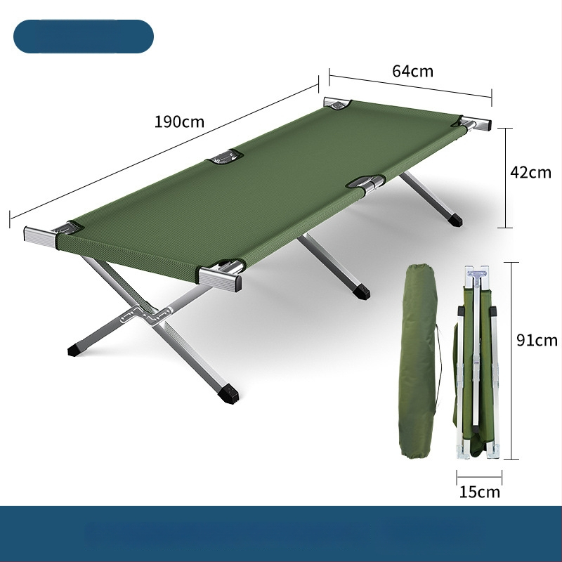 Prenosná skladacia kempingová posteľ s železným rámom a Oxford tkaninou, hmotnosť 6 kg, nosnosť 200 kg