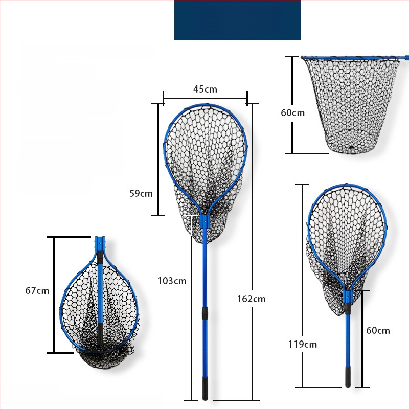 Rybačská sieť z hliníkovej zliatiny so silikónovým okom, výsuvná, nosnosť 10 kg