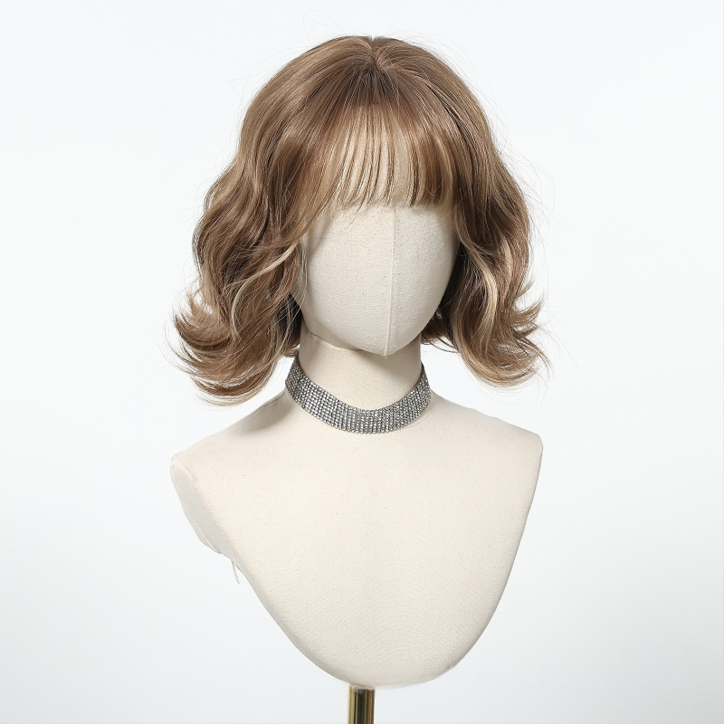 Parochňa, krátky kučeravý bob, kórejský štýl, ofina, hodvábne vlákno, model SWLC1238-6BR10