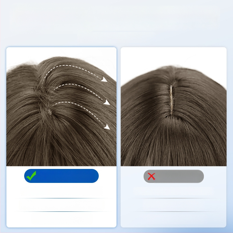 Parochňa pre ženy, krátka rovná ofina, prirodzený vzhľad na každodenné nosenie, vlasy z vysokotepelného hodvábia, strojovo vyrobená, univerzálny typ, nie je fariteľná