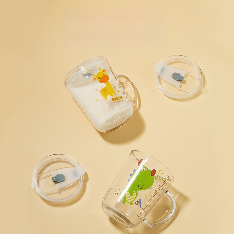 Pohár na mlieko s graduáciou zo skla, mikrovlnky odolný, Cartoon štýl, Liuliang