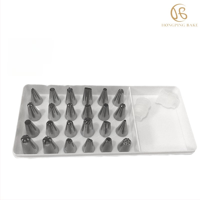 Sada 24 tipov na zdobenie z nehrdzavejúcej ocele pre koláče a sušienky, krémové trysky, moderný minimalistický dizajn