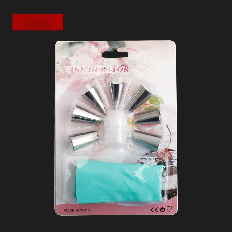 9-sprauslu komplekts no nerūsējā tērauda ar TPU uzpildāmo maisiņu cepšanai un dekorēšanai