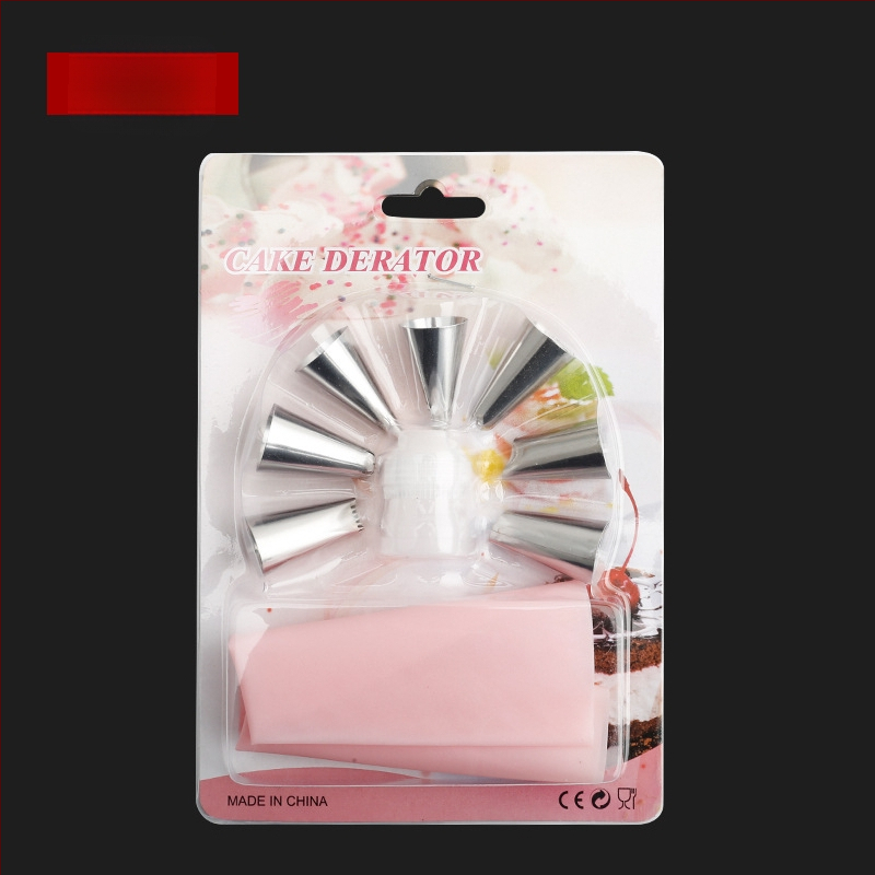 9-sprauslu komplekts no nerūsējā tērauda ar TPU uzpildāmo maisiņu cepšanai un dekorēšanai