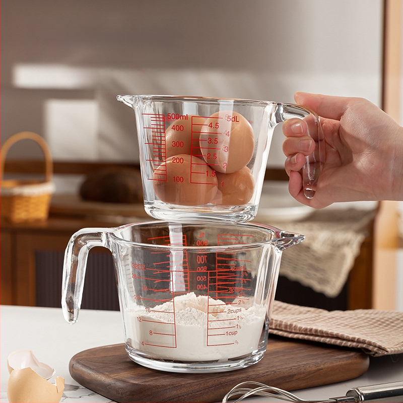Sklenená odmerka s držadlom, pomôcka na pečenie, moderný dizajn