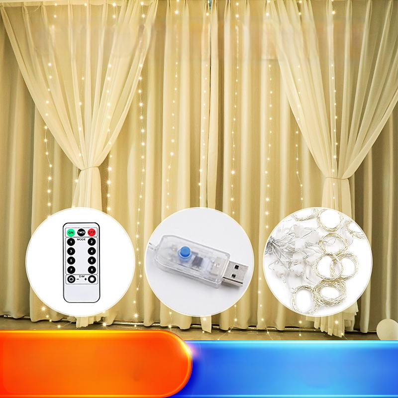 LED závesné svetlo s 100 LED, USB napájanie, diaľkové ovládanie, IP44 vodotesné, 6W