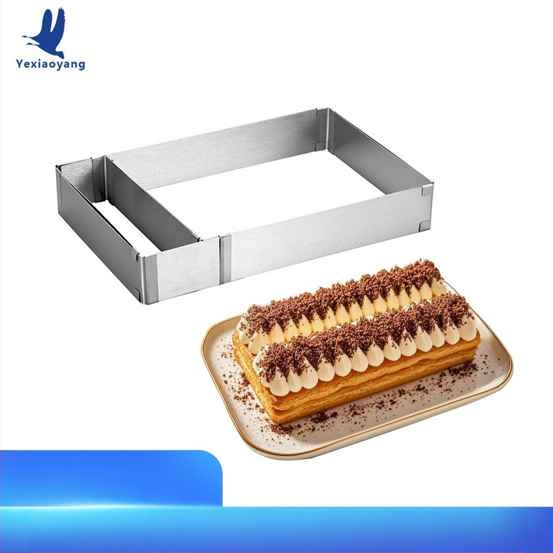 Nerezová oceľová obdĺžniková forma na koláče s mousse kruhom a fondánovou formou