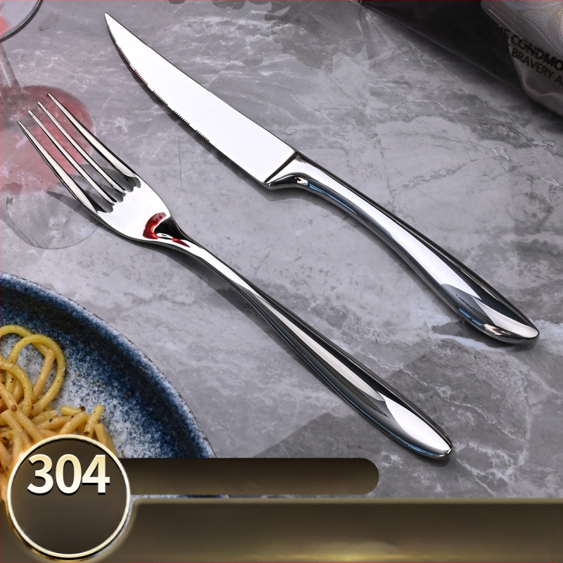 Set jedálneho príbora z nerezovej ocele 304 – nôž a vidlica na večeru, zrkadlové leštenie, minimalistický štýl, ručne vyrobené