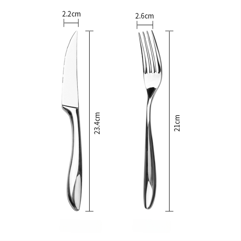 Set jedálneho príbora z nerezovej ocele 304 – nôž a vidlica na večeru, zrkadlové leštenie, minimalistický štýl, ručne vyrobené