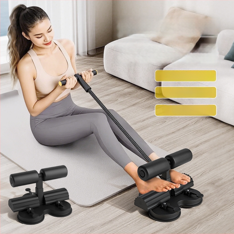 Sit-up pagalbinė įranga su trimis siurbimo taurėmis, lygiagrečiomis strėlėmis, įtempimo virve ir telefono laikikliu — modelis 20250416, svoris 1500 g