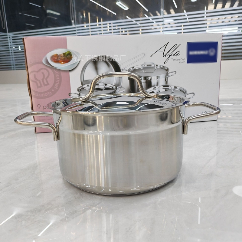 9-dielna sada riadu z nehrdzavejúcej ocele 201, s viacvrstvovým dnom, nepriľnavým povlakom, vhodná pre indukciu