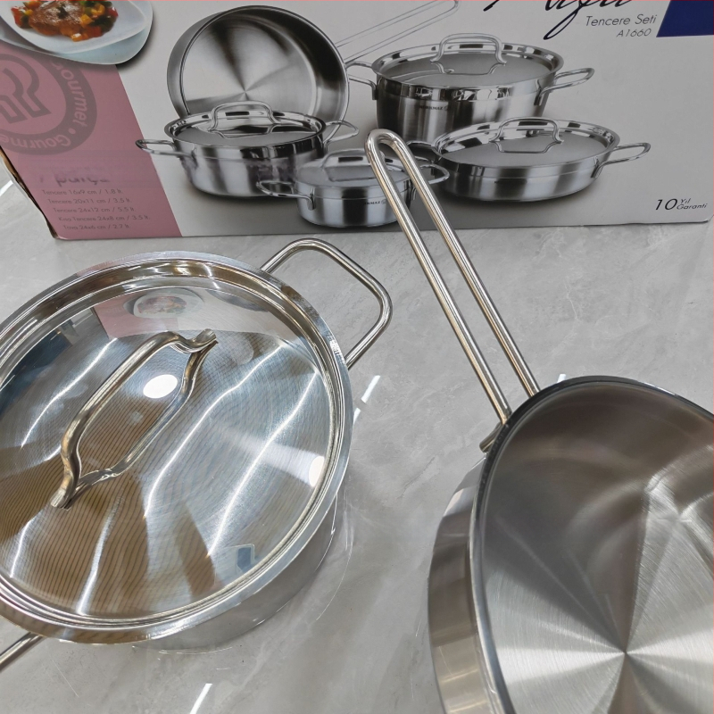 9-dielna sada riadu z nehrdzavejúcej ocele 201, s viacvrstvovým dnom, nepriľnavým povlakom, vhodná pre indukciu