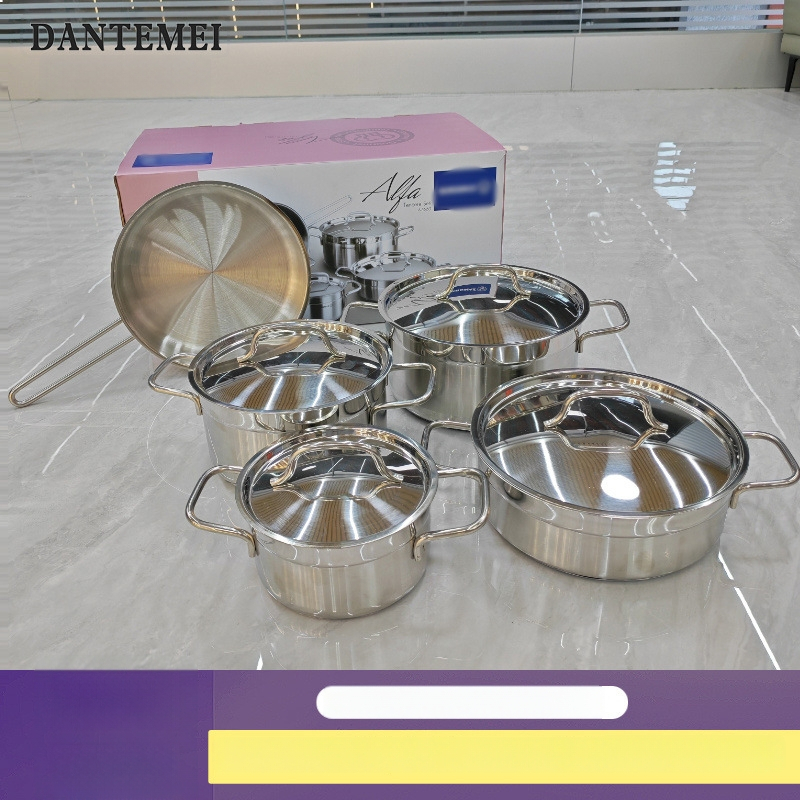 9-dielna sada riadu z nehrdzavejúcej ocele 201, s viacvrstvovým dnom, nepriľnavým povlakom, vhodná pre indukciu